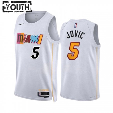 Barn Miami Heat Tröja Nikola Jovic 5 Nike 2022-23 City Edition Vit Swingman